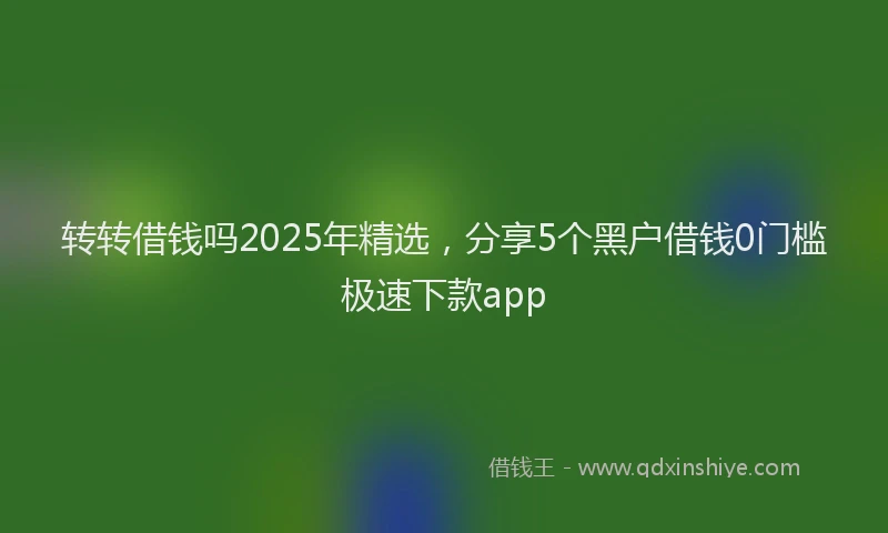 转转借钱吗2025年精选，分享5个黑户借钱0门槛极速下款app