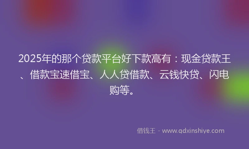 2025年的那个贷款平台好下款高有：现金贷款王、借款宝速借宝、人人贷借款、云钱快贷、闪电购等。