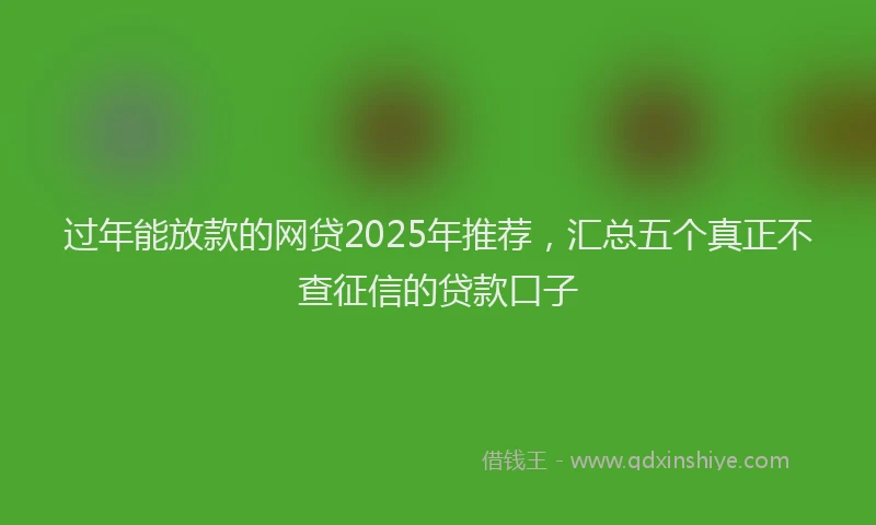 过年能放款的网贷2025年推荐，汇总五个真正不查征信的贷款口子