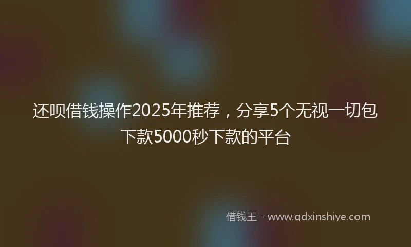 还呗借钱操作2025年推荐，分享5个无视一切包下款5000秒下款的平台