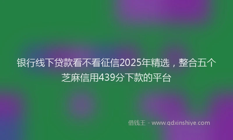 银行线下贷款看不看征信2025年精选，整合五个芝麻信用439分下款的平台