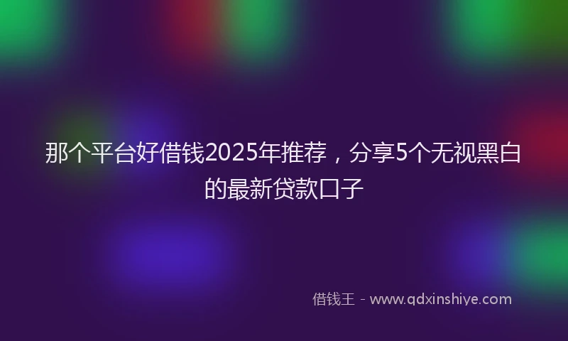 那个平台好借钱2025年推荐，分享5个无视黑白的最新贷款口子