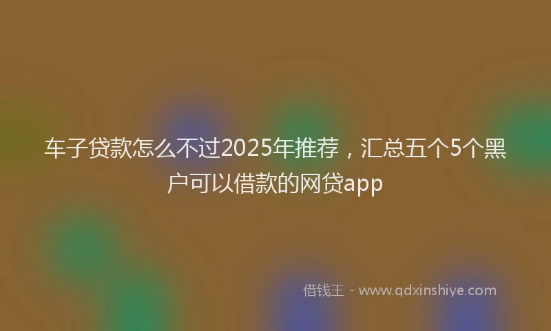 车子贷款怎么不过2025年推荐，汇总五个5个黑户可以借款的网贷app