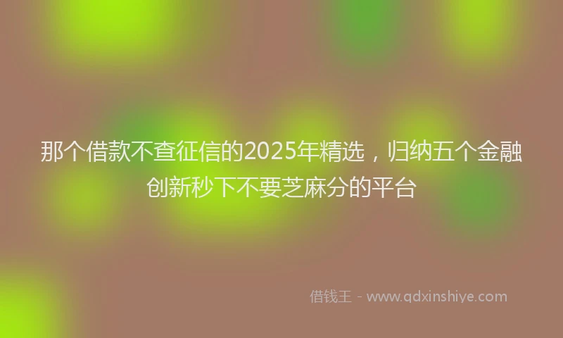 那个借款不查征信的2025年精选，归纳五个金融创新秒下不要芝麻分的平台