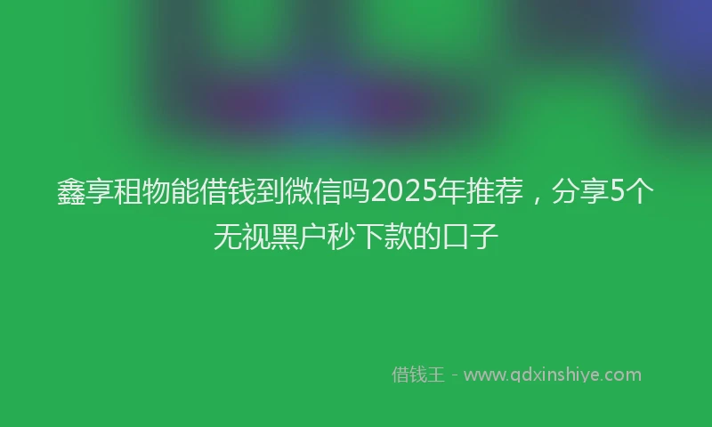 鑫享租物能借钱到微信吗2025年推荐，分享5个无视黑户秒下款的口子