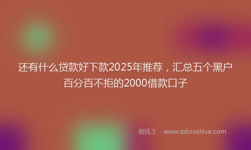 还有什么贷款好下款2025年推荐，汇总五个黑户百分百不拒的2000借款口子