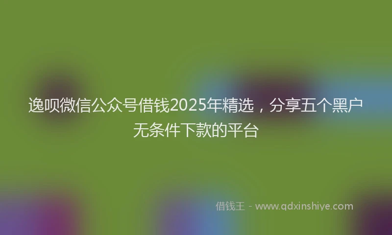 逸呗微信公众号借钱2025年精选，分享五个黑户无条件下款的平台