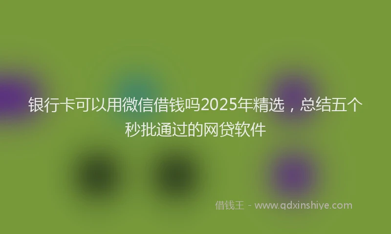 银行卡可以用微信借钱吗2025年精选，总结五个秒批通过的网贷软件