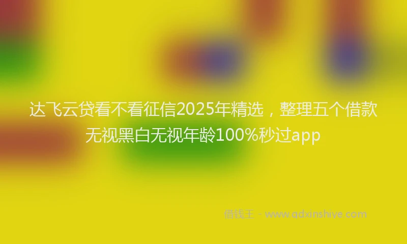 达飞云贷看不看征信2025年精选，整理五个借款无视黑白无视年龄100%秒过app