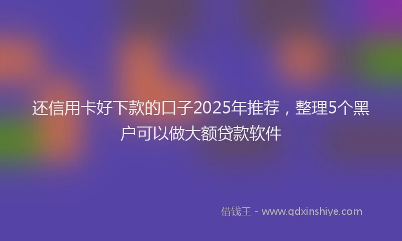 还信用卡好下款的口子2025年推荐，整理5个黑户可以做大额贷款软件
