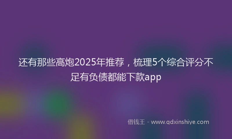 还有那些高炮2025年推荐，梳理5个综合评分不足有负债都能下款app