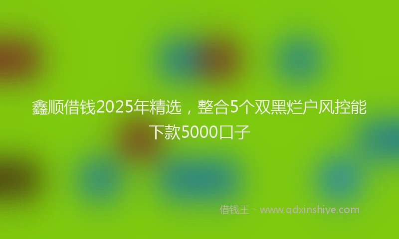 鑫顺借钱2025年精选，整合5个双黑烂户风控能下款5000口子