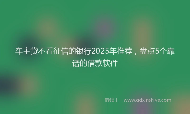 车主贷不看征信的银行2025年推荐，盘点5个靠谱的借款软件