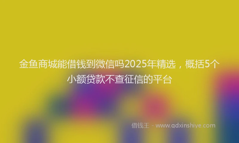 金鱼商城能借钱到微信吗2025年精选，概括5个小额贷款不查征信的平台