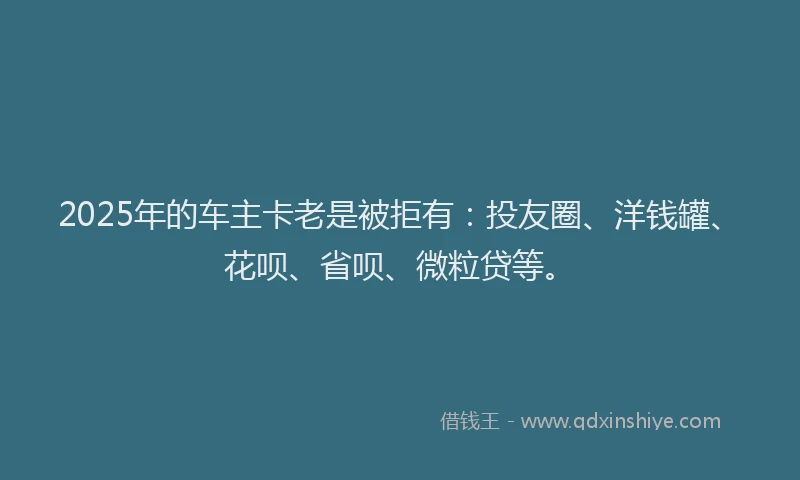 2025年的车主卡老是被拒有：投友圈、洋钱罐、花呗、省呗、微粒贷等。