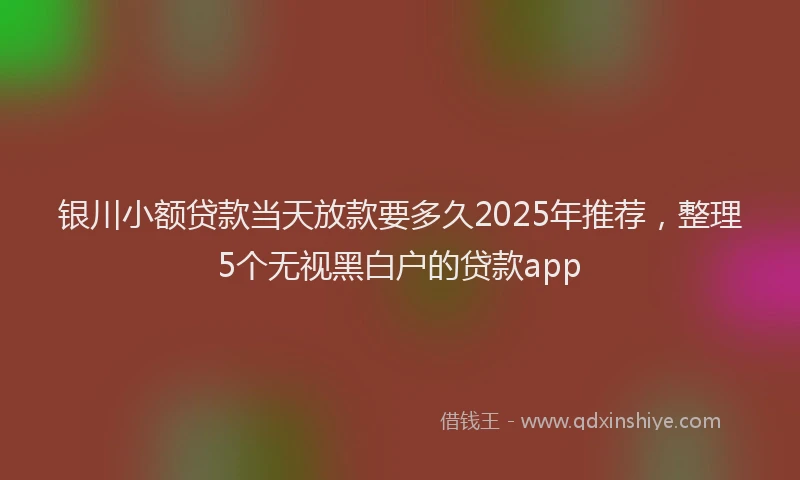 银川小额贷款当天放款要多久2025年推荐，整理5个无视黑白户的贷款app