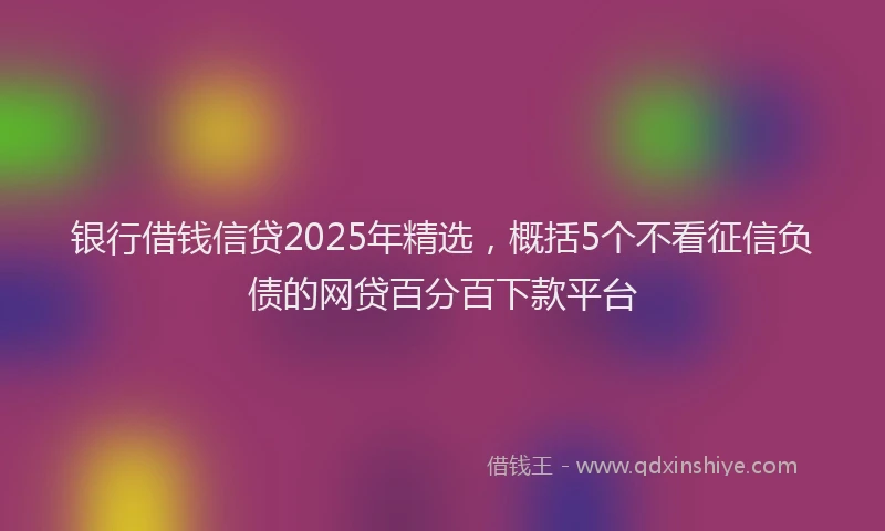 银行借钱信贷2025年精选，概括5个不看征信负债的网贷百分百下款平台
