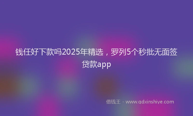 钱任好下款吗2025年精选，罗列5个秒批无面签贷款app