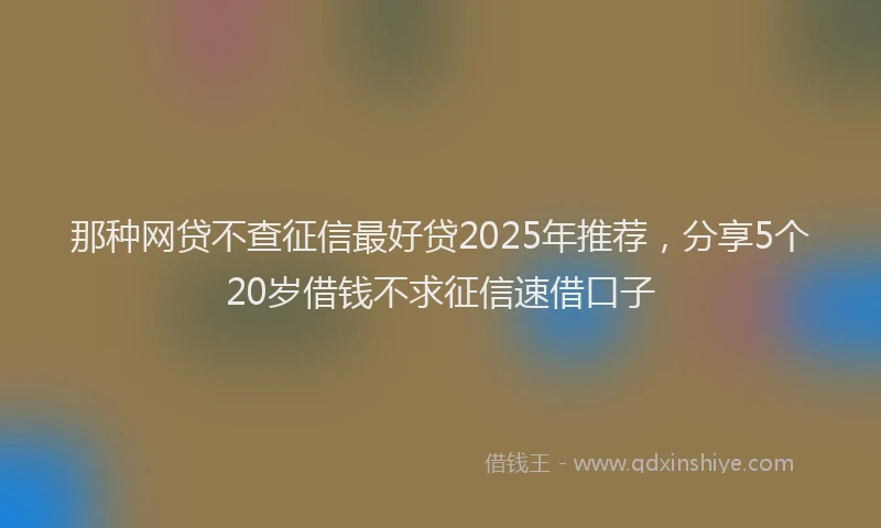 那种网贷不查征信最好贷2025年推荐，分享5个20岁借钱不求征信速借口子