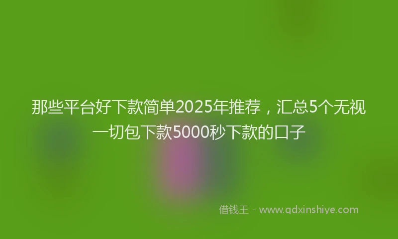 那些平台好下款简单2025年推荐，汇总5个无视一切包下款5000秒下款的口子