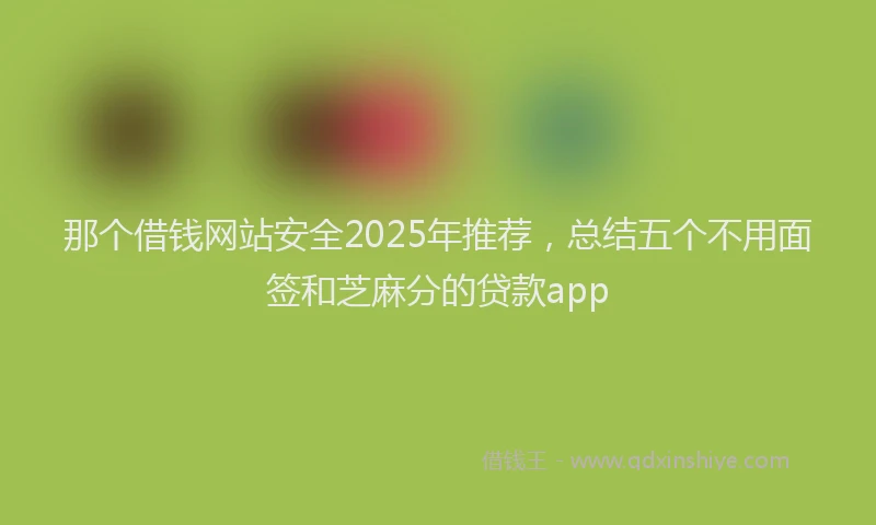 那个借钱网站安全2025年推荐，总结五个不用面签和芝麻分的贷款app