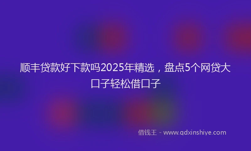 顺丰贷款好下款吗2025年精选，盘点5个网贷大口子轻松借口子
