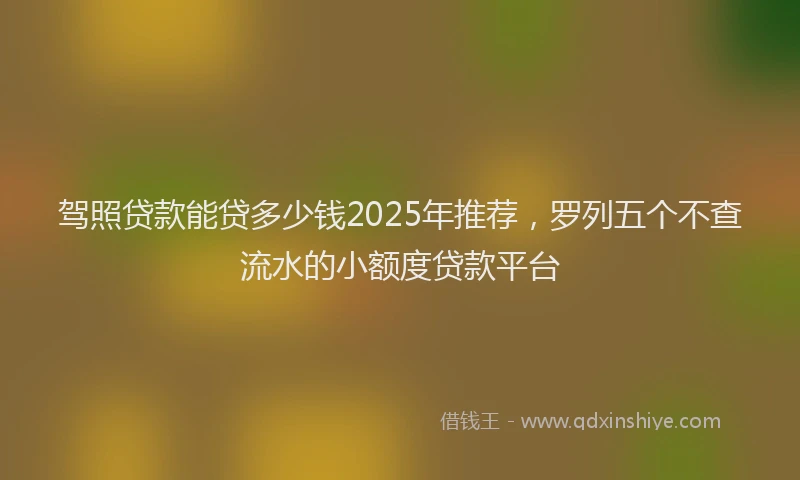 驾照贷款能贷多少钱2025年推荐，罗列五个不查流水的小额度贷款平台