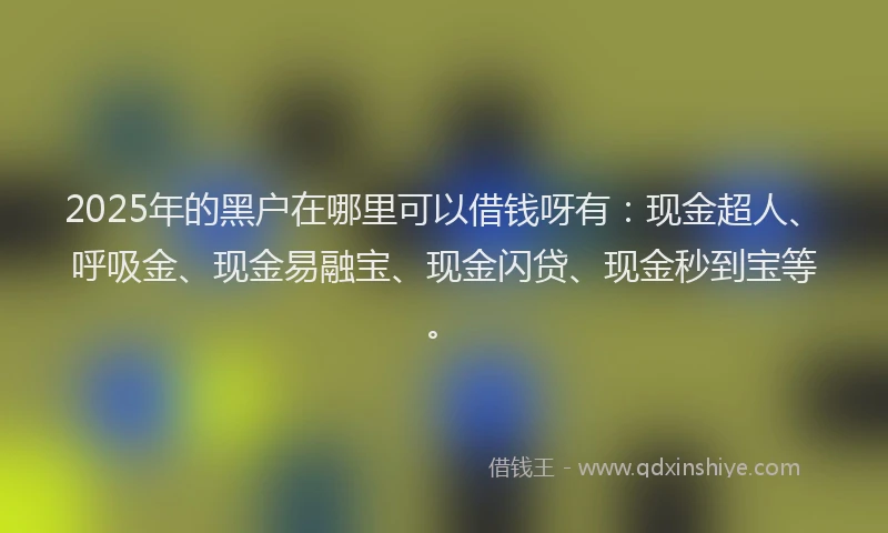 2025年的黑户在哪里可以借钱呀有：现金超人、呼吸金、现金易融宝、现金闪贷、现金秒到宝等。