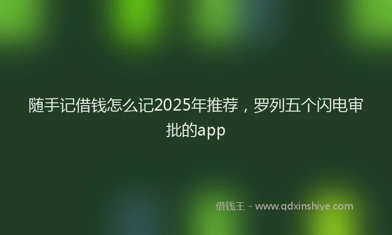 随手记借钱怎么记2025年推荐，罗列五个闪电审批的app