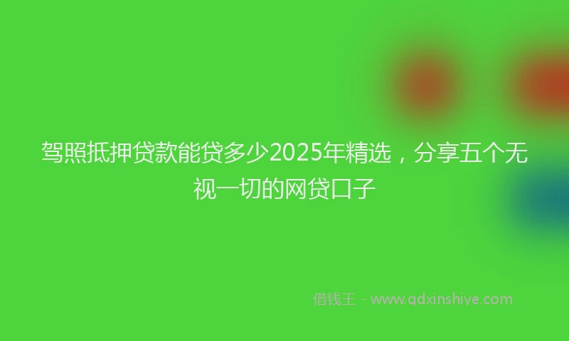 驾照抵押贷款能贷多少2025年精选，分享五个无视一切的网贷口子