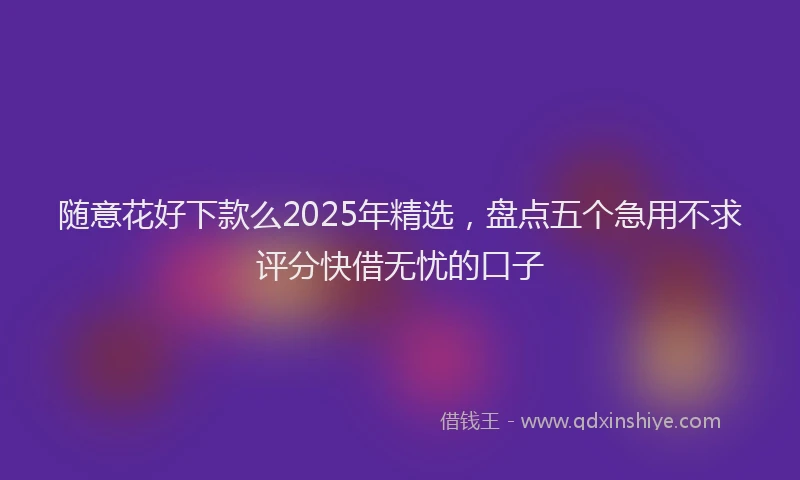 随意花好下款么2025年精选，盘点五个急用不求评分快借无忧的口子