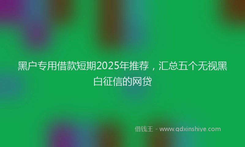 黑户专用借款短期2025年推荐，汇总五个无视黑白征信的网贷