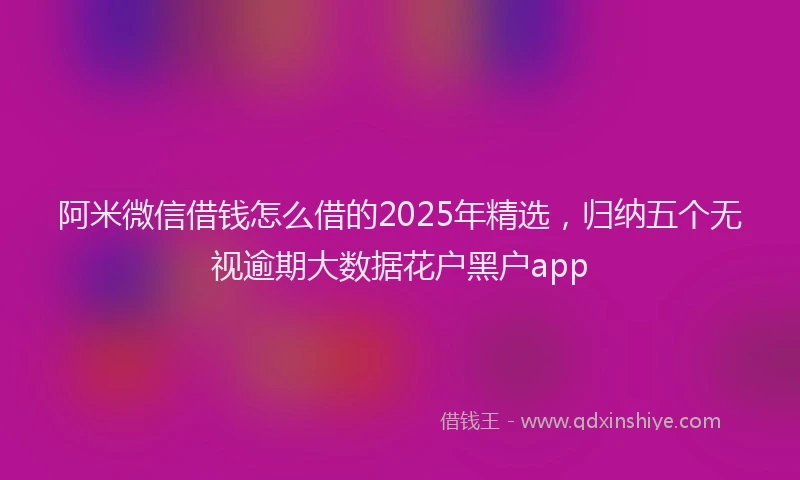 阿米微信借钱怎么借的2025年精选，归纳五个无视逾期大数据花户黑户app