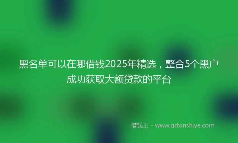 黑名单可以在哪借钱2025年精选，整合5个黑户成功获取大额贷款的平台