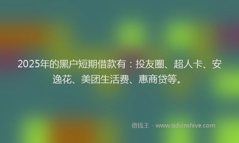 2025年的黑户短期借款有：投友圈、超人卡、安逸花、美团生活费、惠商贷等。