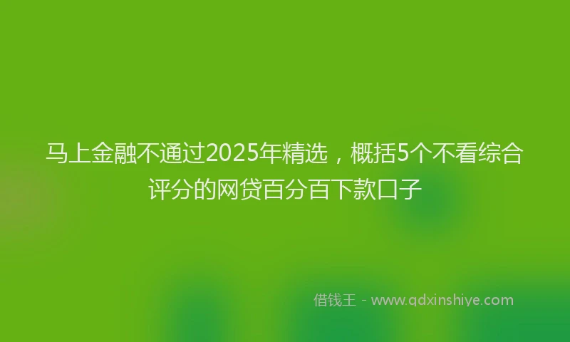 马上金融不通过2025年精选，概括5个不看综合评分的网贷百分百下款口子