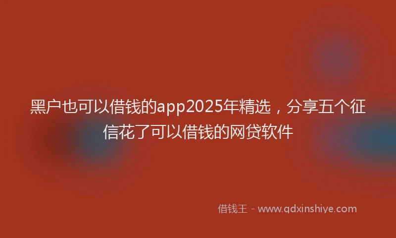 黑户也可以借钱的app2025年精选，分享五个征信花了可以借钱的网贷软件