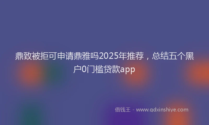 鼎致被拒可申请鼎雅吗2025年推荐，总结五个黑户0门槛贷款app