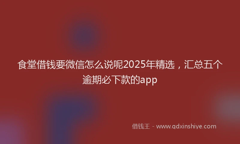 食堂借钱要微信怎么说呢2025年精选，汇总五个逾期必下款的app