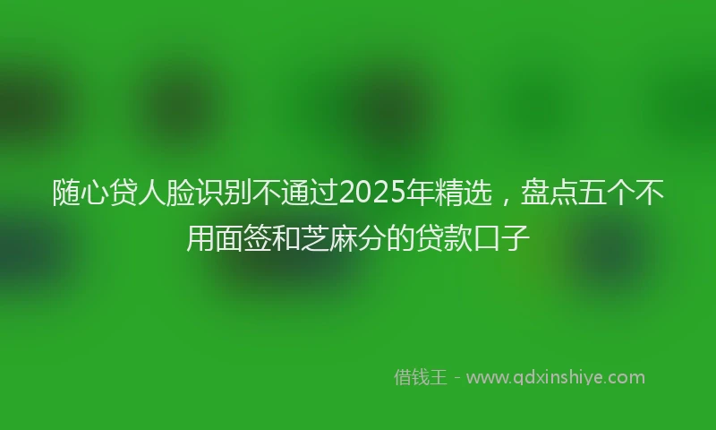 随心贷人脸识别不通过2025年精选，盘点五个不用面签和芝麻分的贷款口子