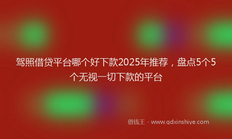 驾照借贷平台哪个好下款2025年推荐，盘点5个5个无视一切下款的平台