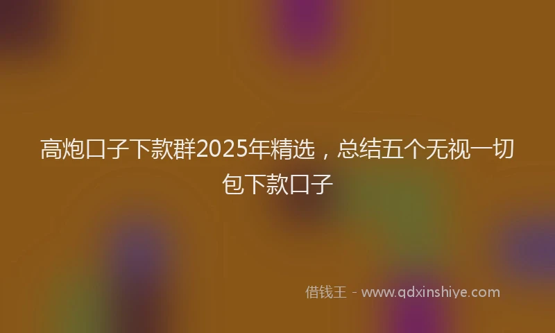 高炮口子下款群2025年精选，总结五个无视一切包下款口子