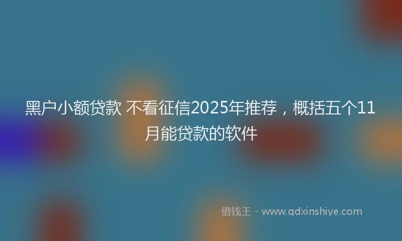 黑户小额贷款 不看征信2025年推荐，概括五个11月能贷款的软件