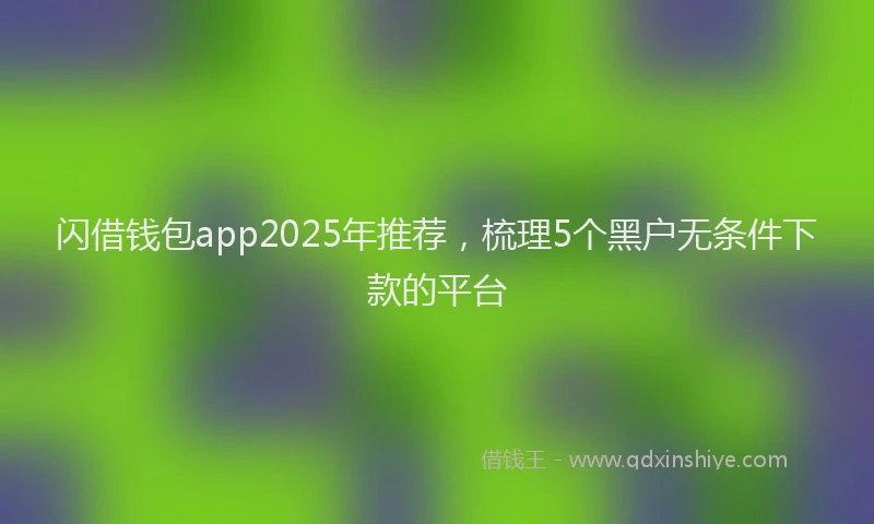 闪借钱包app2025年推荐，梳理5个黑户无条件下款的平台