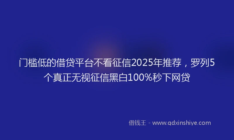 门槛低的借贷平台不看征信2025年推荐，罗列5个真正无视征信黑白100%秒下网贷