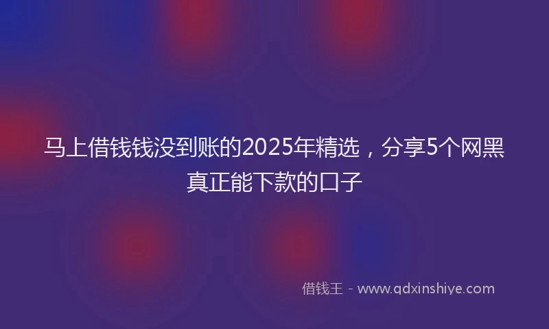 马上借钱钱没到账的2025年精选，分享5个网黑真正能下款的口子