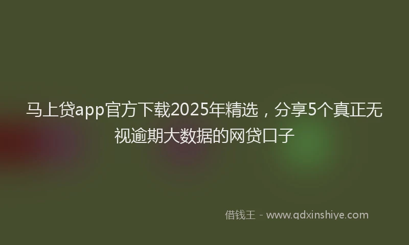 马上贷app官方下载2025年精选，分享5个真正无视逾期大数据的网贷口子