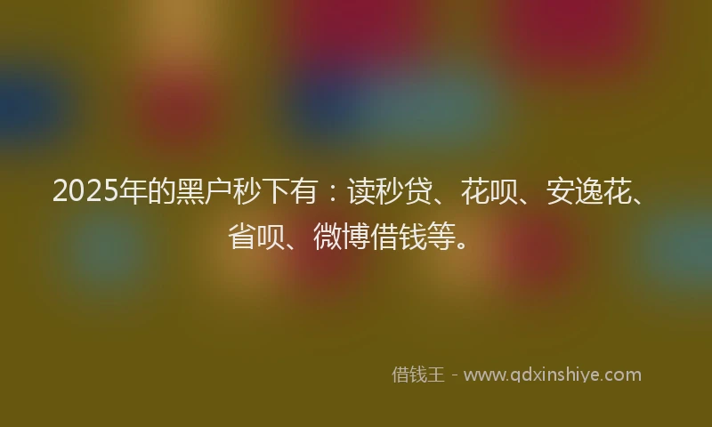 2025年的黑户秒下有：读秒贷、花呗、安逸花、省呗、微博借钱等。