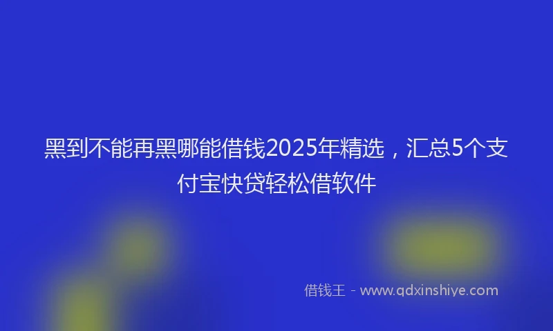 黑到不能再黑哪能借钱2025年精选，汇总5个支付宝快贷轻松借软件
