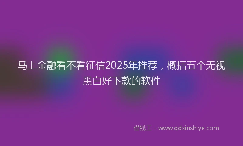 马上金融看不看征信2025年推荐，概括五个无视黑白好下款的软件